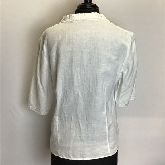 Embroidered Linen Blend Top - Picture 6 of 9